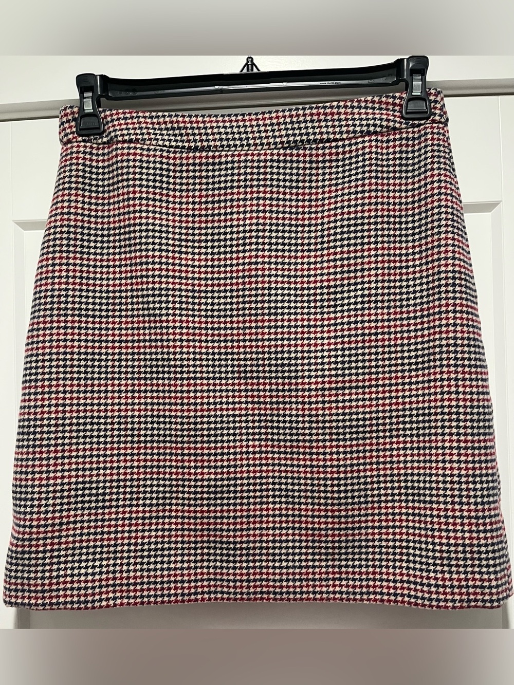 Textured Houndstooth Mini Skirt Navy Burgundy Tan Size 6
